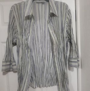 APT9 PLUS SIZE PIN STRIP BUTTON DOWN SHIRT 1X